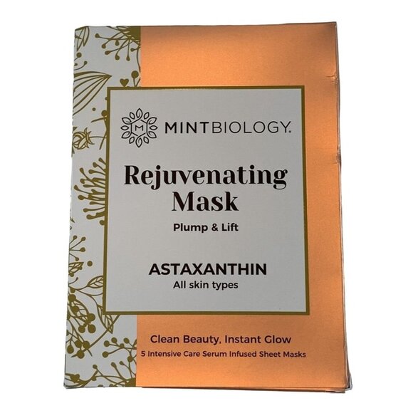 MintBiology Rejuvenating Mask Plump & Lift Astaxanthin 5 Serum Infused Masks NEW - Picture 1 of 9